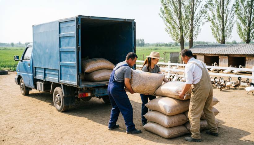 На птицеферму привезли корм